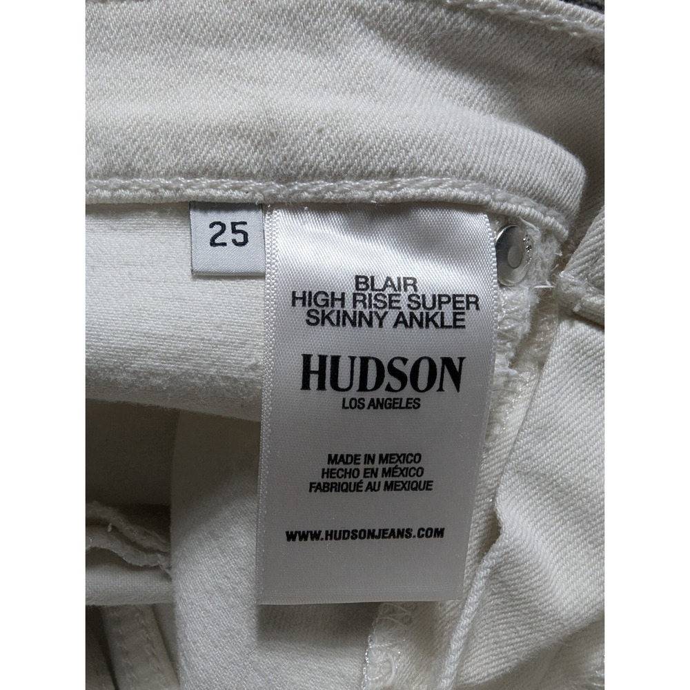 Hudson Blair High Rise Super Skinny Ankle Jeans Women's Size 25 White - Picture 5 of 14